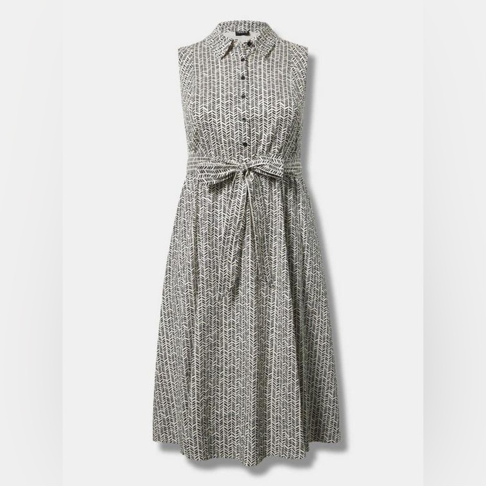 Midi Poplin Collared Shirtdress 0X
